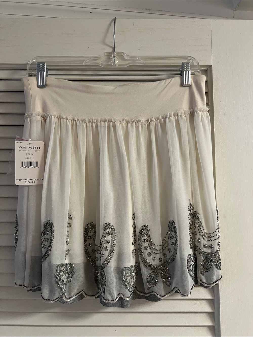Y2K Vintage Free People Mini Skirt w/ Silver Bead Embellishment ✨